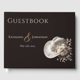 White Cowgirl Hat with Flowers Guest Book