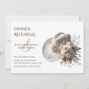 White Cowgirl Hat with Flowers Invitation