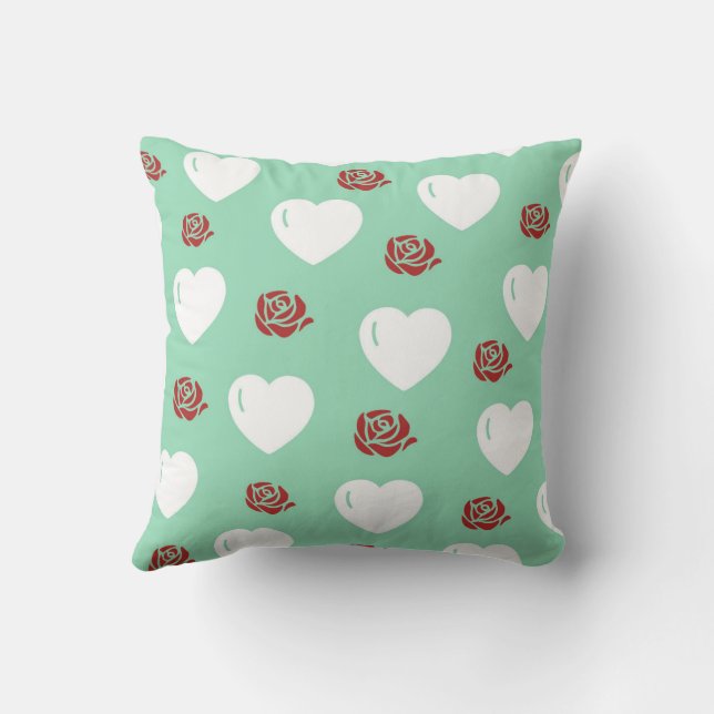 White Cozy Modern Romantic Chic Stylish Heart Throw Pillow (Back)