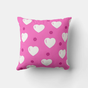 White Cozy Modern Romantic Chic Stylish Heart Throw Pillow