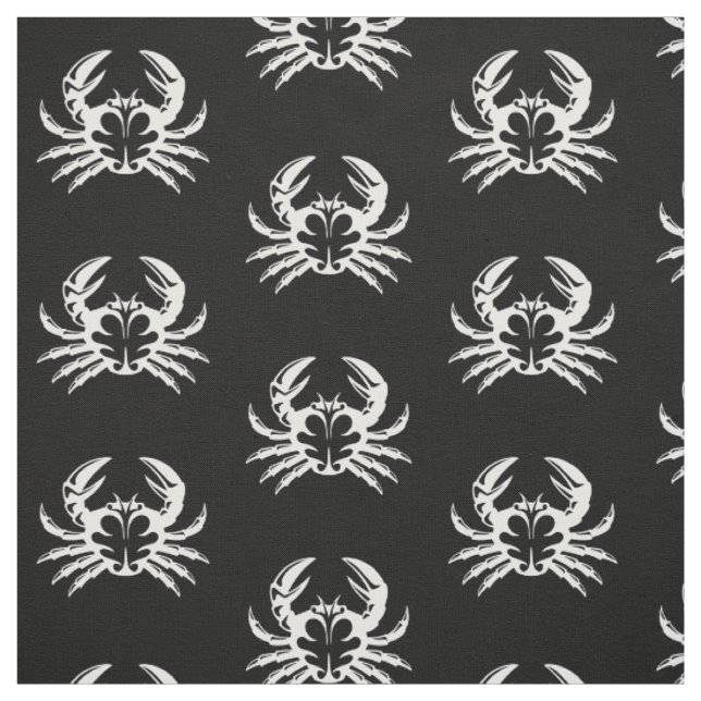 White Crab Pattern Fabric (Swatch)