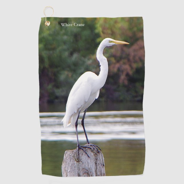 White Crane golf towel (Front)