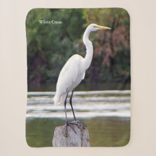 White Crane sherpa blanket