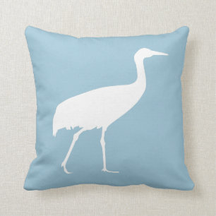 White Crane Silhouette Throw Pillow