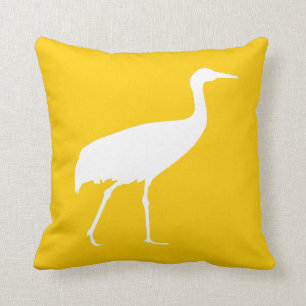 White Crane Throw Pillow