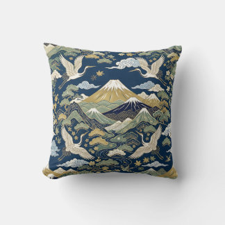 White Crane Zen Throw Pillows