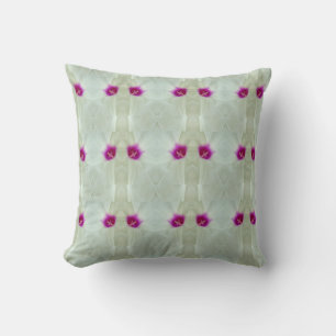 white, cream  background with hot pink pattern throw pillow