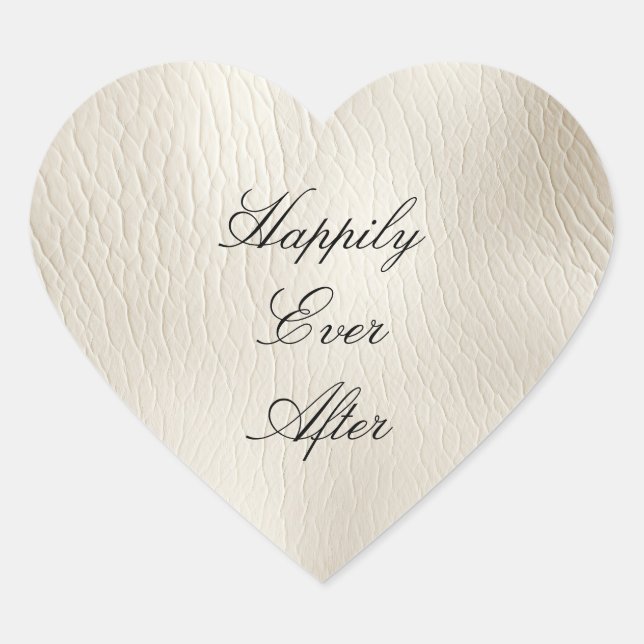 White Cream Faux Leather Wedding   Heart Sticker (Front)