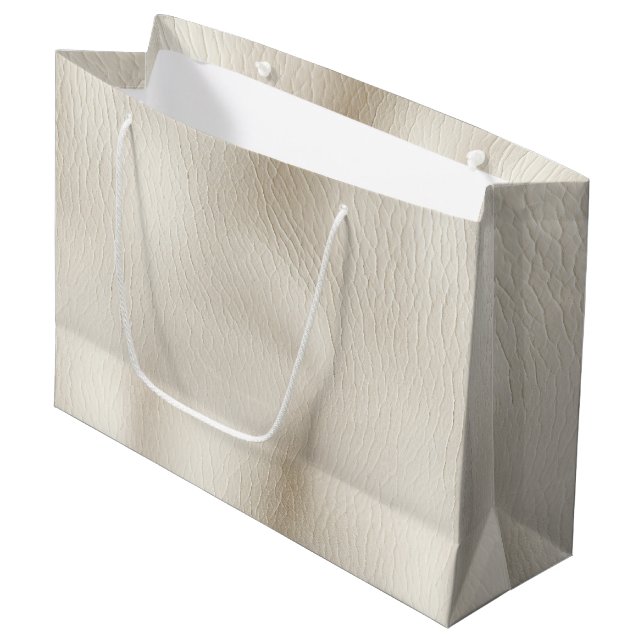 White Cream Faux Leather Wedding   Large Gift Bag (Front Angled)