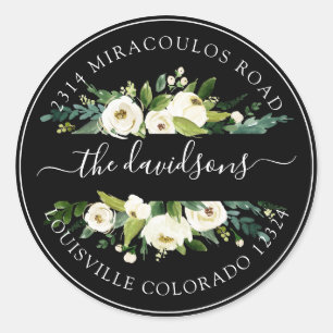 White Cream Floral Return Address Envelope Seal