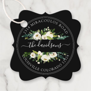 White Cream Floral Return Address Envelope Seal Favour Tags