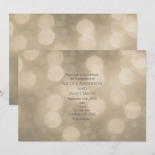White Cream Glow Elegant Bokeh Lights Engagement Invitation