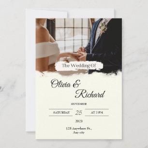 White Cream Photo Wedding Invitation