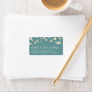 White Cream Sakura Cherry Blossoms Address Labels