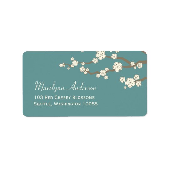 White Cream Sakura Cherry Blossoms Address Labels