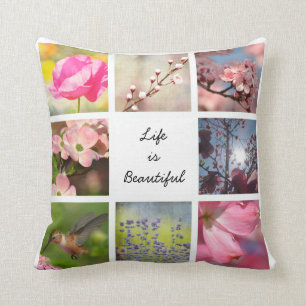 White Create Your Own Photo Collage Throw Pillow