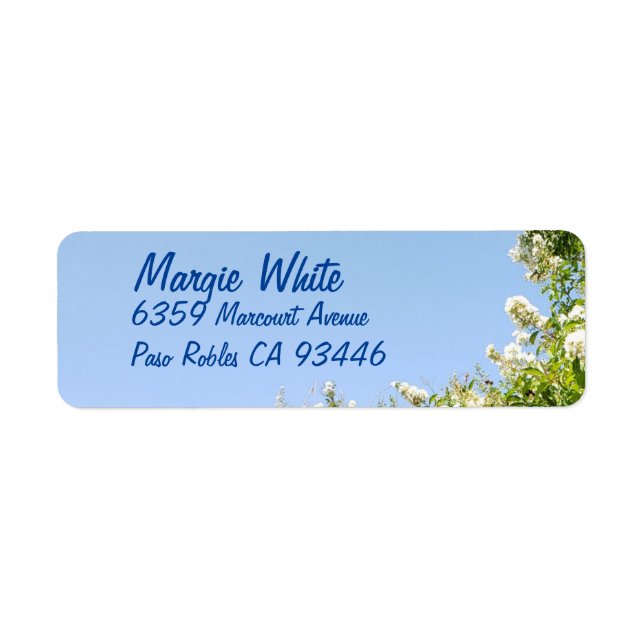 White Crepe Myrtle Flowers in Bloom Label (Front)