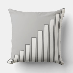 White Crescent Striped Bars on Light Grey Throw Pillow
