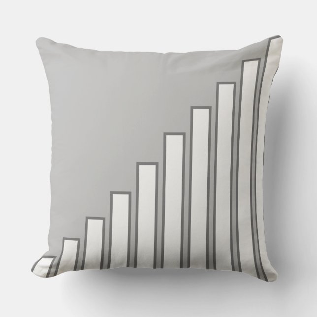 White Crescent Striped Bars on Light Grey Throw Pillow (Front)
