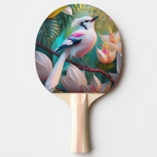 White Crested Blush Chested Fantasy Bird Ping Pong Paddle