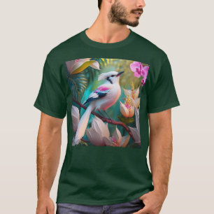 White Crested Blush Chested Fantasy Bird T-Shirt