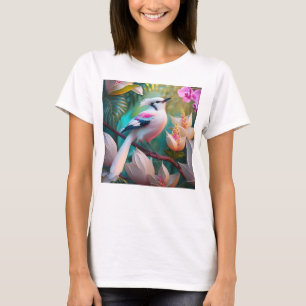 White Crested Blush Chested Fantasy Bird T-Shirt