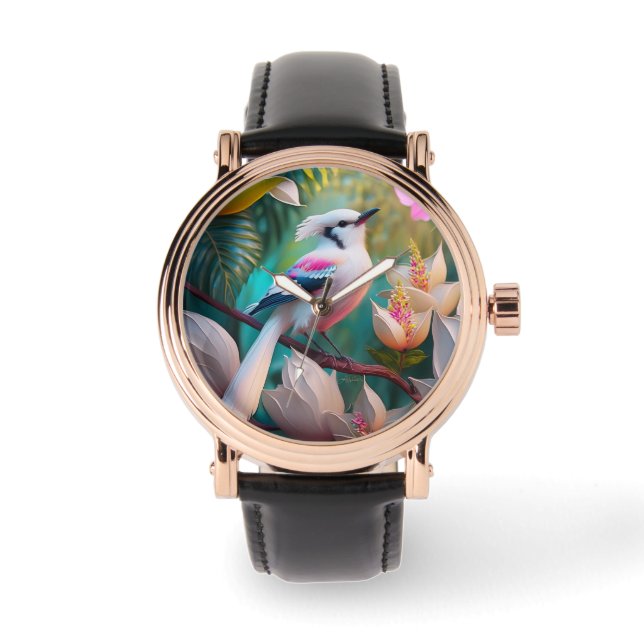 White Crested Blush Chested Fantasy Bird Watch (Front)