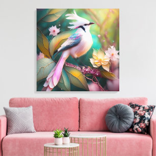 White Crested Blush Tail Jay Fantasy Bird Canvas Print