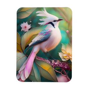 White Crested Blush Tail Jay Fantasy Bird Magnet