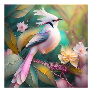White Crested Blush Tail Jay Fantasy Bird Photo Print