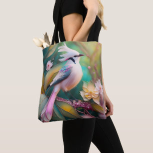 White Crested Blush Tail Jay Fantasy Bird Tote Bag