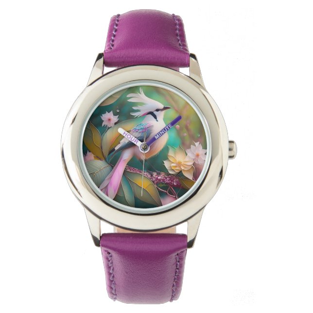 White Crested Blush Tail Jay Fantasy Bird Watch (Front)