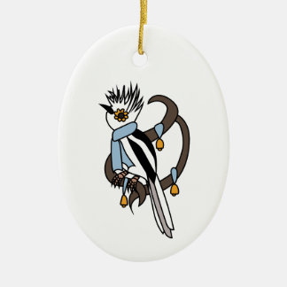 White-crested helmetshrike ceramic ornament