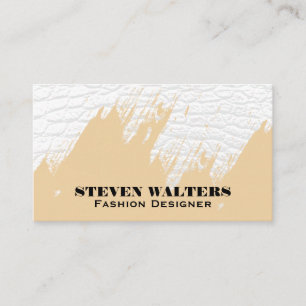 White Crocodile Leather Brushed Texture Business Card