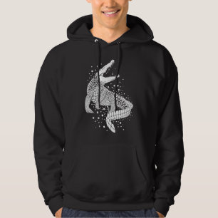 White Crocodile Silhouette Illustration Hoodie