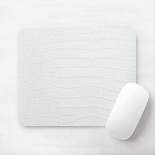 White Crocodile Skin Print Mouse Pad (With Mouse)