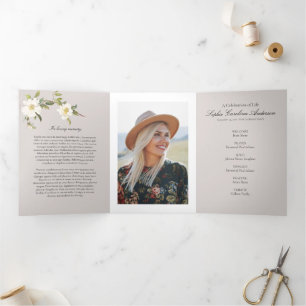 White Cross Celebration of Life Program Tri-Fold Invitation