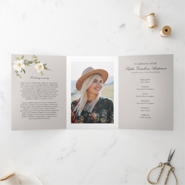 White Cross Celebration of Life Program Tri-Fold Invitation (Inside)