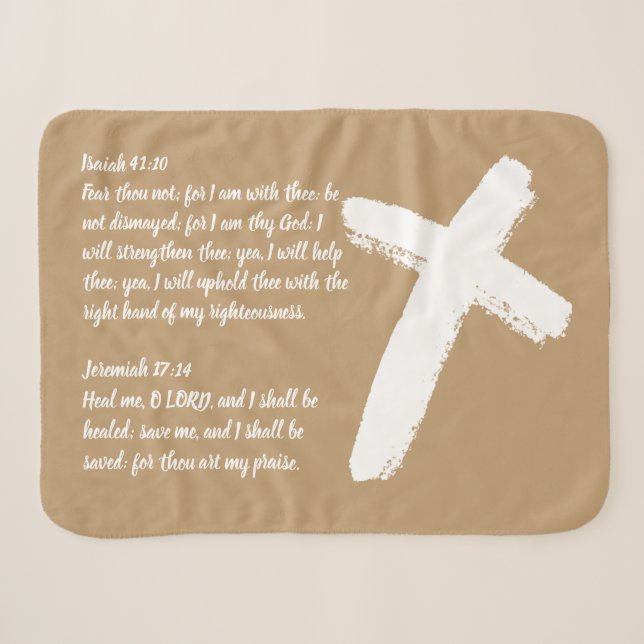 White Cross Christian Healing Prayer Shawl Sherpa Blanket (Front (Horizontal))