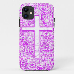 WHITE CROSS HIGHLIGHTED IN PINK iPhone 11 CASE