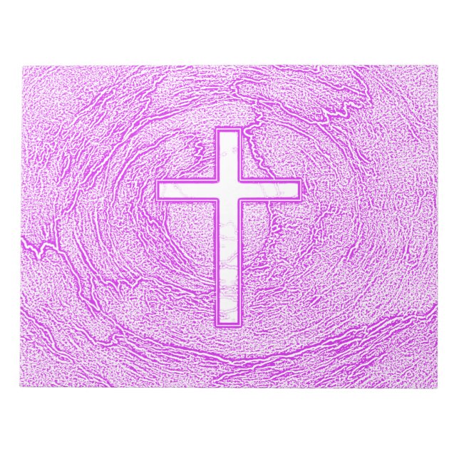 WHITE CROSS HIGHLIGHTED IN PINK NOTEPAD (Front)