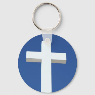 White Cross Keychain