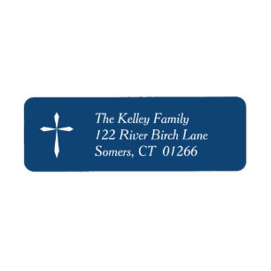 White Cross Religious Address Label, Navy