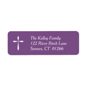White Cross Religious Address Label, Purple