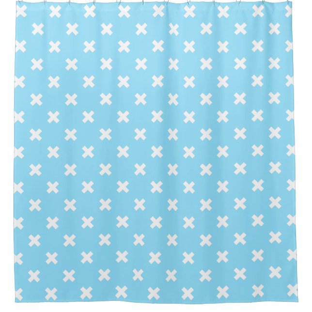 White cross stitches on baby blue (Front)