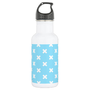White cross stitches on baby blue 532 ml water bottle