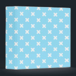 White cross stitches on baby blue binder<br><div class="desc">White cross stitches on baby blue</div>