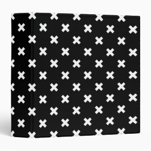 White cross stitches on black binder
