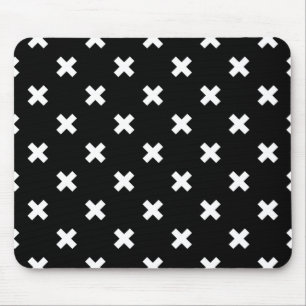White cross stitches on black mouse pad