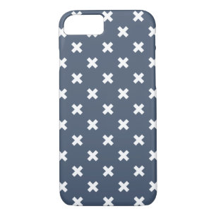 White cross stitches on blue-gray Case-Mate iPhone case